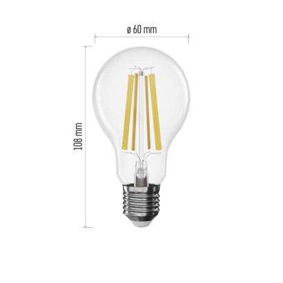 LED izzó Filament A60 / E27 / 11 W (100 W) / 1 521 lm / Természetes fehér / dimmelhető