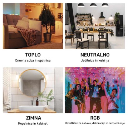 LED žarnica GoSmart A60 / E27 / 11 W (75 W) / 1 050 lm / RGB / zatemnilna / Zigbee