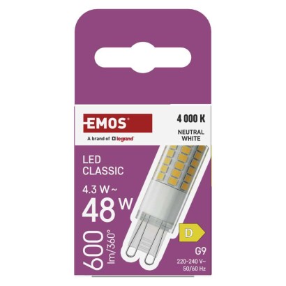 LED izzó Classic JC / G9 / 4,3 W (48 W) / 600 lm / Természetes fehér