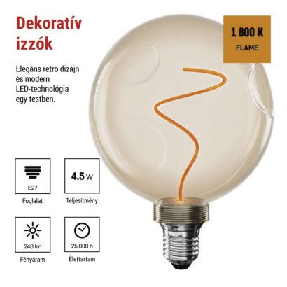 LED izzó DECO CG125A / E27 / 4,5 W (24 W) / 240 lm / flame