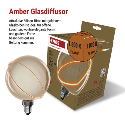 LED Lampe DECO G130SRA / E27 / 4 W (22 W) / 220 lm / flame