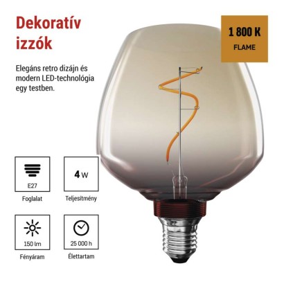 LED izzó DECO S123/ E27 / 4 W (16 W) / 150 lm / flame