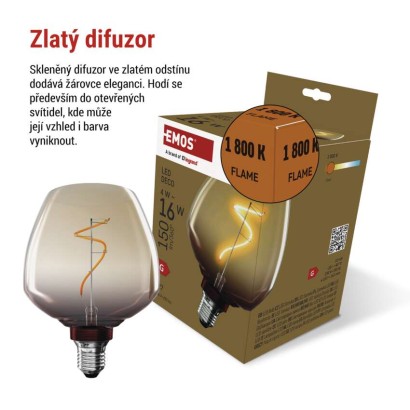 LED žárovka DECO S123 / E27 / 4 W (16 W) / 150 lm / flame