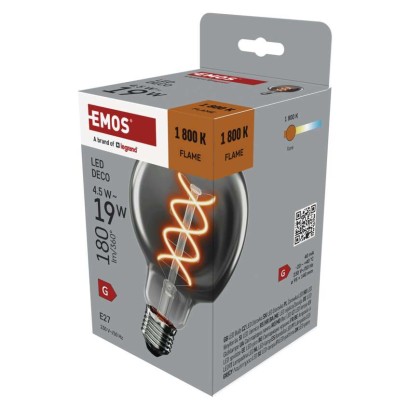 LED spuldze DECO SMOKED G95 / E27 / 4,5 W (19 W) / 180 lm / flame
