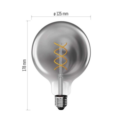 LED žárovka DECO SMOKED G125 / E27 / 4,5 W (19 W) / 180 lm / flame
