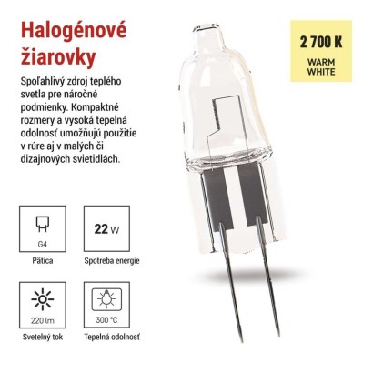Halogénová žiarovka JC 14W G4 teplá biela 300 °C