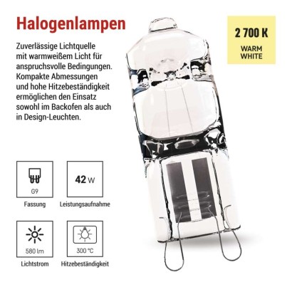 Halogenlampe JC 42W G9 warmweiss