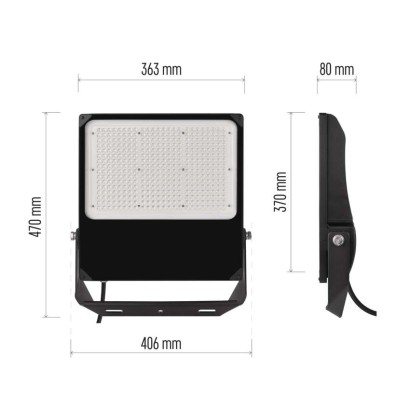 LED reflektor ASIMO 300 W, černý, neutrální bílá