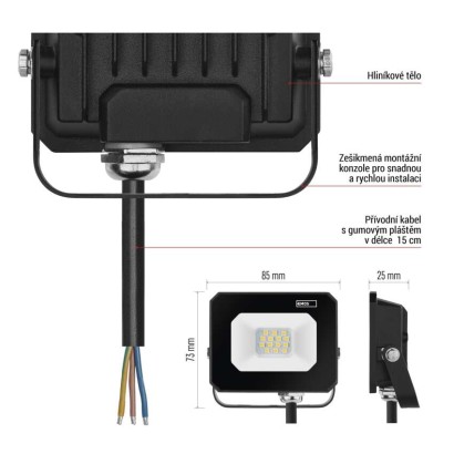LED reflektor SIMPO 10 W, černý, neutrální bílá