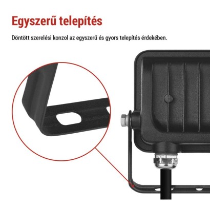 LED reflektor GLARO 10W, fekete, IP65, 1000 lm, természetes fehér