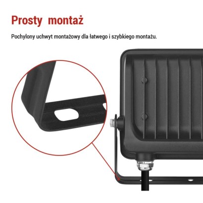 Naświetlacz LED GLARO 30W, czarny, IP65, 3000 lm, neutralna biel