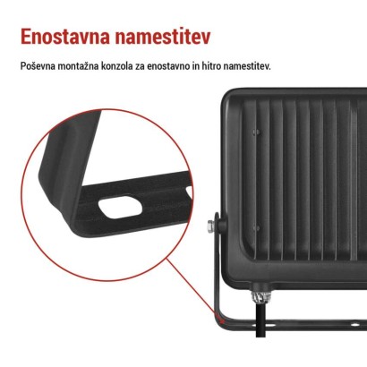 LED reflektor GLARO 100W, črni, IP65, 10000 lm, nevtralna bela