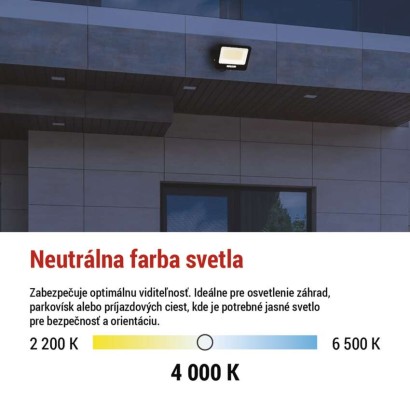 LED reflektor GLARO 100W, čierny, IP65, 10000 lm, neutrálna biela