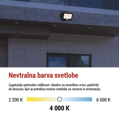 LED reflektor GLARO 100W, črni, IP65, 10000 lm, nevtralna bela