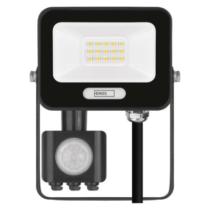LED reflektor GLARO s pohybovým čidlom, 10 W, čierny, IP54, 1000 lm, neutrálna biela