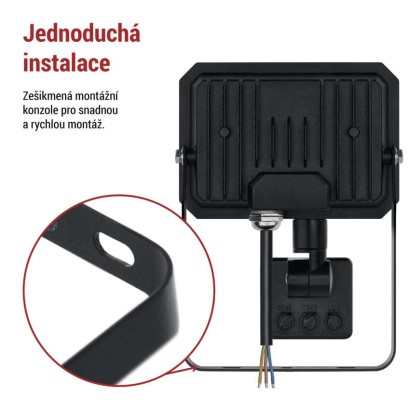 LED reflektor SIMPO s pohybovým čidlem, 20 W, černý, neutrální bílá