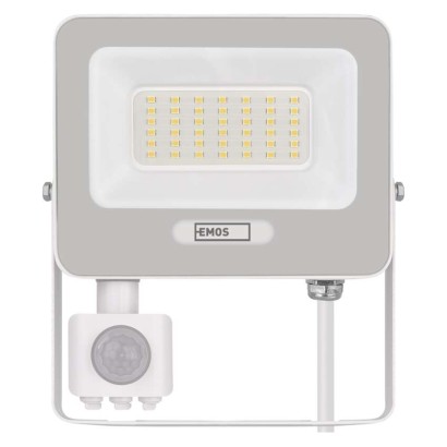 LED reflektor GLARO s pohybovým čidlom, 30 W, biely, IP54, 3000 lm, neutrálna biela