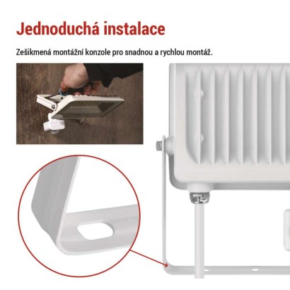 LED reflektor GLARO s pohybovým čidlem, 30 W, bílý, IP54, 3000 lm, neutrální bílá