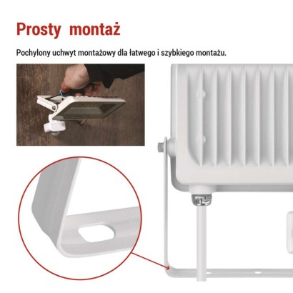 Naświetlacz LED GLARO PIR 30 W, biały, IP54, 3000 lm, neutralna biel