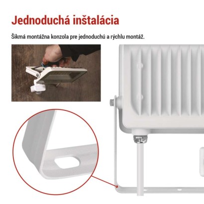 LED reflektor GLARO s pohybovým čidlom, 30 W, biely, IP54, 3000 lm, neutrálna biela