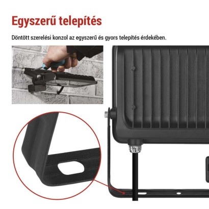 LED reflektor GLARO PIR 50 W, fekete, IP54, 5000 lm, természetes fehér