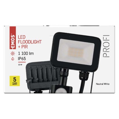 EMOS LED reflektor INOVO 10W 1100lm mozgásérzékelőve IP65 term. fehér