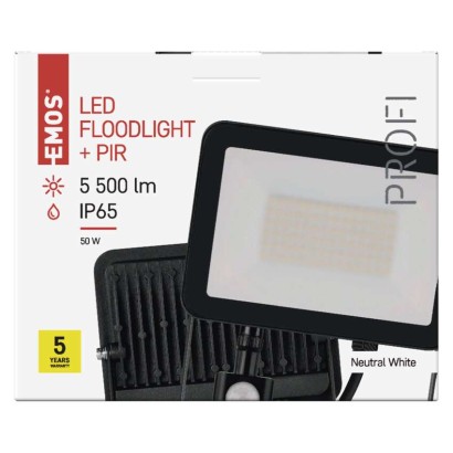 EMOS LED reflektor INOVO 50W 5500lm mozgásérzékelőve IP65 term. fehér