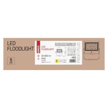 LED reflektor AGENO čierny, 150W neutrálna biela