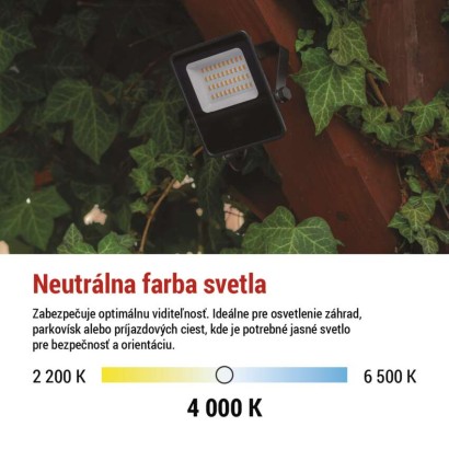 LED reflektor VISIO čierny, 20W neutrálna biela