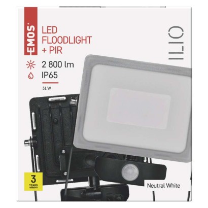 EMOS Ilio LED reflektor 31W 2800lm mozgásérzékelővel IP44 term. fehér