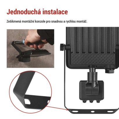 LED reflektor VISIO s pohybovým čidlem, 10 W, černý, neutrální bílá