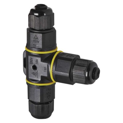 T tipa plastmasas kabeļa savienotājs, IP68