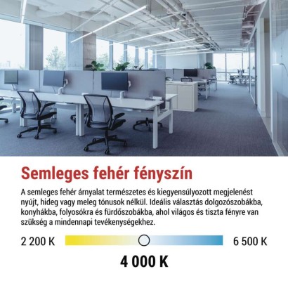 LED Fénycső T8 6,5 W 1100 lm 60 cm, természetes fehér 10 db.