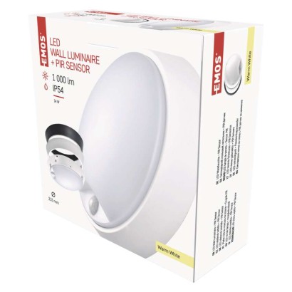 LED lampa ZURI ar kustību sensoru, 22 cm, 14 W, silti balta, IP54