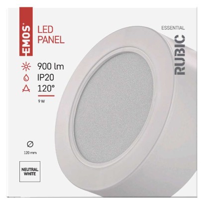 Panel LED natynkowy RUBIC 2w1, okrągły, biały, 9W, naturalna biel