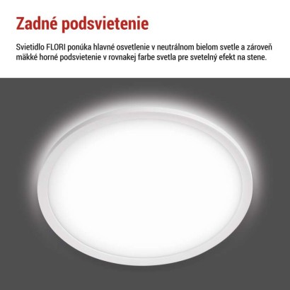 LED prisadené svietidlo FLORI okrúhle, biele, 18W, neutrálna biela