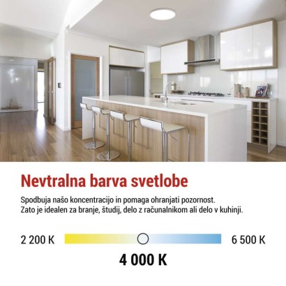 LED svetilo nadometno FLORI okrogla, bela, 18W, nevtralna bela