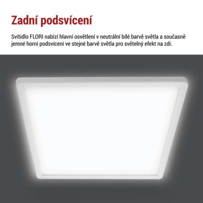 LED přisazené svítidlo FLORI čtvercové, bílé, 18W, neutrální bílá