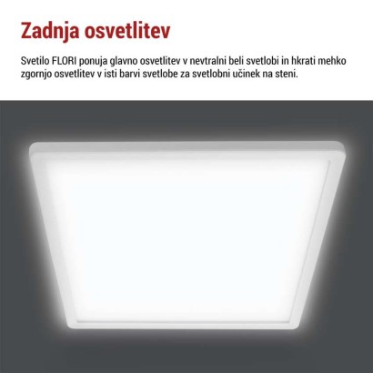 LED svetilo nadometno FLORI kvadratni, bela, 18W, nevtralna bela
