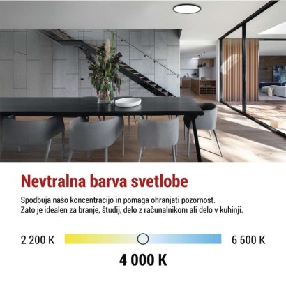 LED svetilo nadometno FLORI okrogla, črna, 18W, nevtralna bela