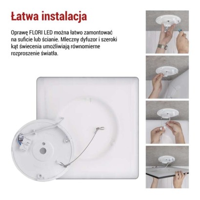 Oprawa LED FLORI kwadratowy, czarny, 18W, neutralna biel