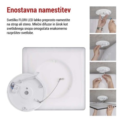 LED svetilo nadometno FLORI kvadratni, črna, 18W, nevtralna bela