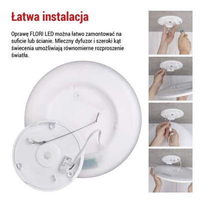 Oprawa LED FLORI okrągła, biała, 22W, neutralna biel