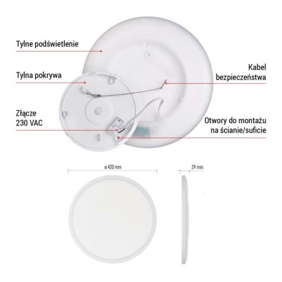 Oprawa LED FLORI okrągła, biała, 22W, neutralna biel