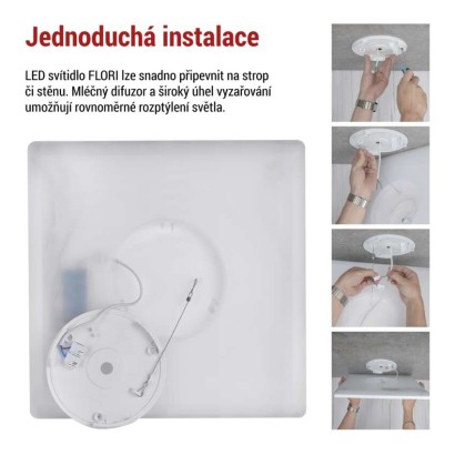 LED přisazené svítidlo FLORI čtvercové, bílé, 22W, neutrální bílá