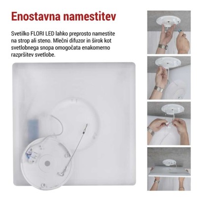 LED svetilo nadometno FLORI kvadratni, bela, 22W, nevtralna bela
