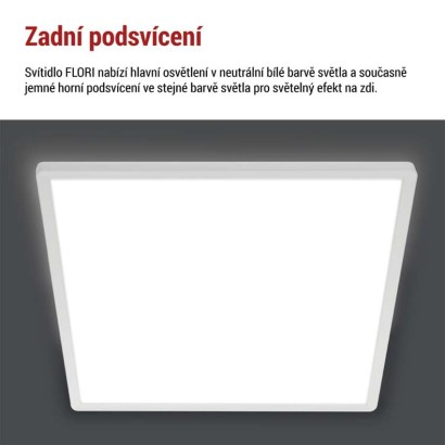 LED přisazené svítidlo FLORI čtvercové, bílé, 22W, neutrální bílá