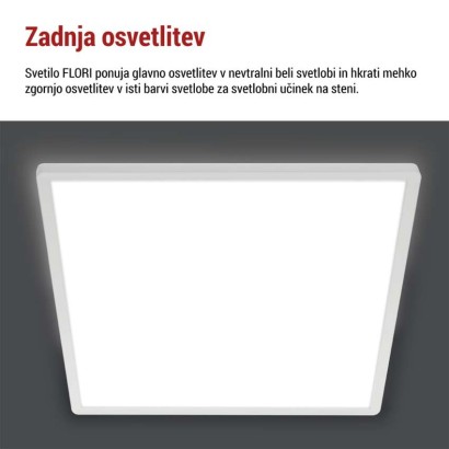 LED svetilo nadometno FLORI kvadratni, bela, 22W, nevtralna bela