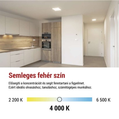 LED felületi lámpatest FLORI négyzet, fehér, 22W, semleges fehér