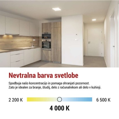 LED svetilo nadometno FLORI kvadratni, bela, 22W, nevtralna bela